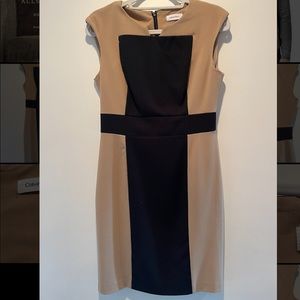 Calvin Klein Size 6 Black and Brown Work Dress